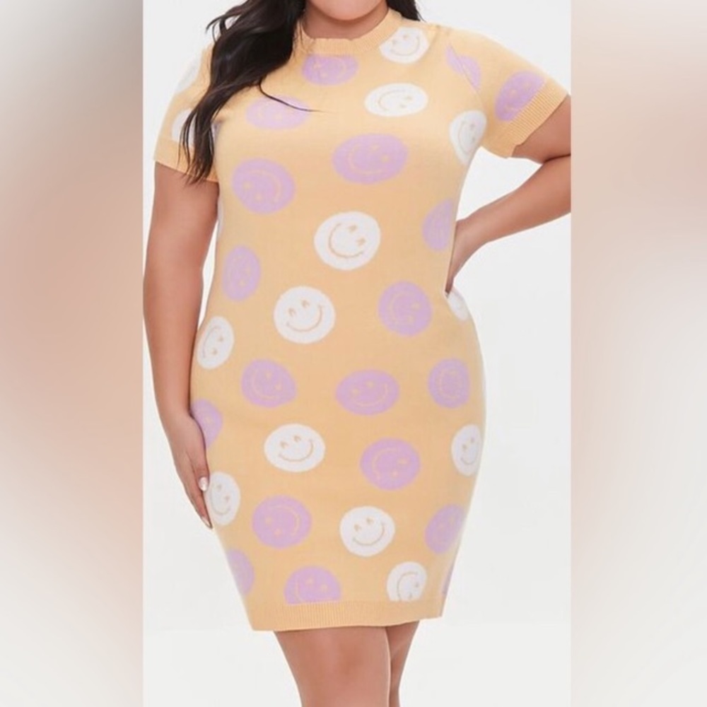 21 Pastel Happy Face Sweater Dress - Picture 2 of 6